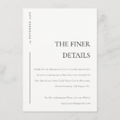 Minimale zwarte witte Typografie Weddenschap Detai Informatiekaartje (Voorkant)