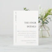 Minimale zwarte witte Typografie Weddenschap Detai Informatiekaartje (Staand voorkant)
