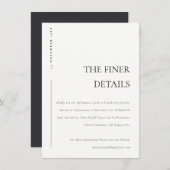Minimale zwarte witte Typografie Weddenschap Detai Informatiekaartje (Voorkant / Achterkant)