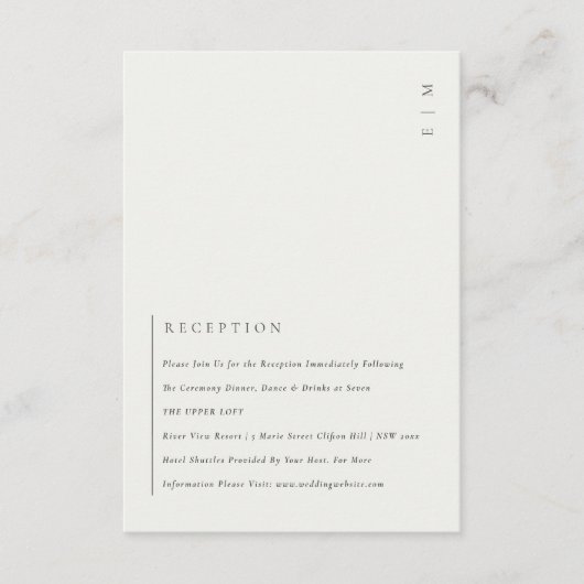 Minimale zwarte witte Typografie Weddenschappen Informatiekaartje (Voorkant)