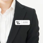 Minimale zwarte witte veiligheidspeld Aangepaste L Naamplaatje