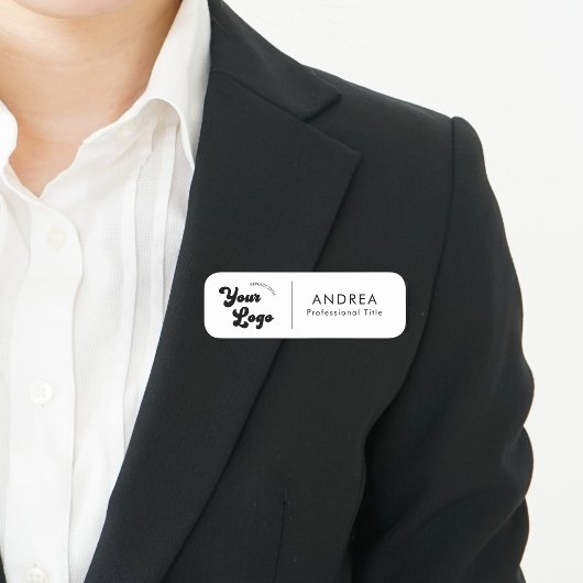 Minimale zwarte witte veiligheidspeld Aangepaste L Naamplaatje