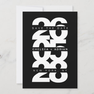 Minimale Zwarte Witte Vette Typografie Trouwen Save The Date