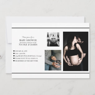 Minimale Zwarte & Witte Voeg Jouw Foto's Toe Baby  Kaart