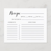 Minimale zwarte witte Vrijgezellenfeest Recipcard (Voorkant)