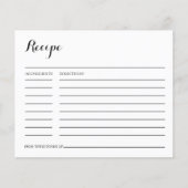 Minimale zwarte witte Vrijgezellenfeest Recipcard (Voorkant)