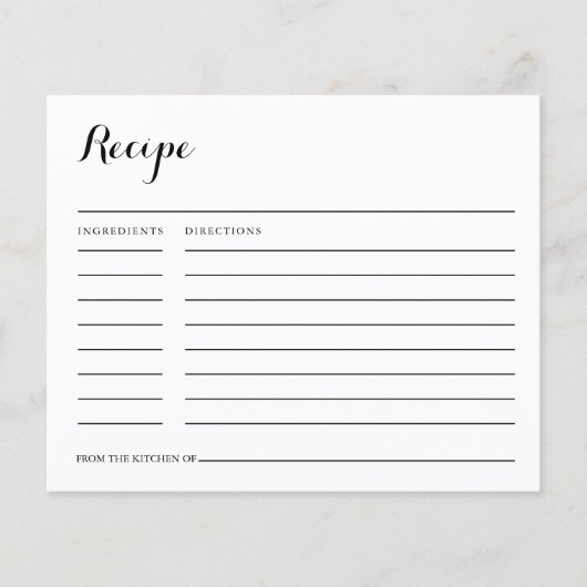 Minimale zwarte witte Vrijgezellenfeest Recipcard (Voorkant)