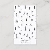 Minimale zwarte witte winterbos QR-code Visitekaartje (Voorkant)