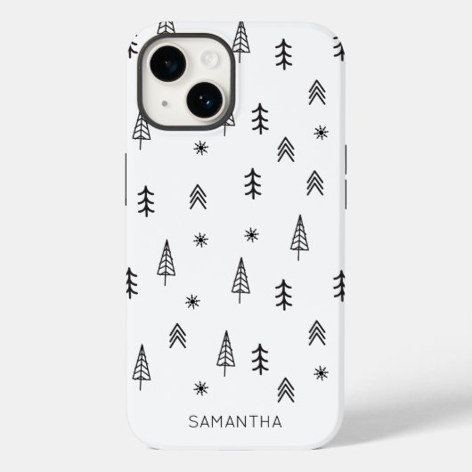 Minimale zwarte witte winterpatroontnaam Case-Mate iPhone case (Achterkant)