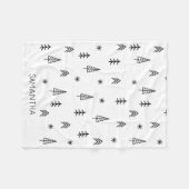 Minimale zwarte witte winterpatroontnaam fleece deken (Voorkant (Horizontaal))