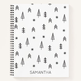 Minimale zwarte witte winterpatroontnaam notitieboek