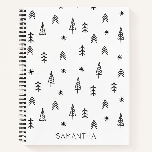 Minimale zwarte witte winterpatroontnaam notitieboek (Voorkant)