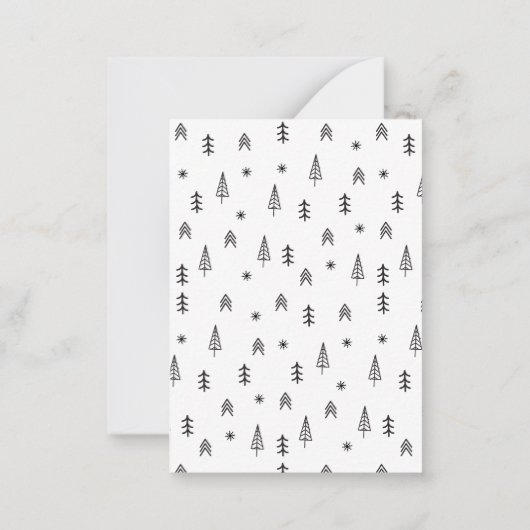 Minimale zwarte witte winterpatroontnaam notitiekaartje (Achterkant)