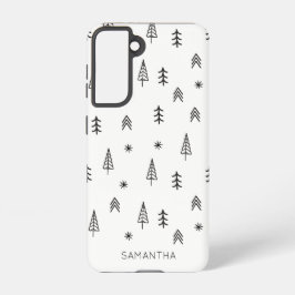 Minimale zwarte witte winterpatroontnaam samsung galaxy hoesje