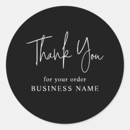 Minimale zwarte Witte Zaken Dank u Verpakking Ronde Sticker