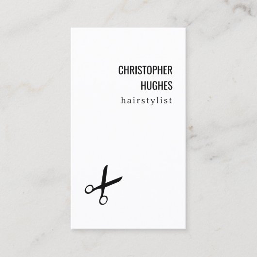 Minimale zwarte wolkschaar, haarlijst visitekaartje (Voorkant)