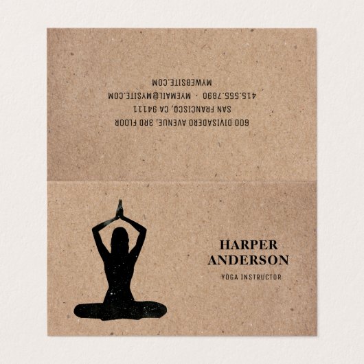 Minimale zwarte Yoga Instructor Professional Logo  Visitekaartje (Buitenkant ongevouwen)