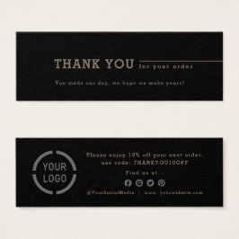 Minimale zwarte zakelijke logo dank u tussenkomst mini visitekaartjes