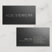 Minimale zwarte zilver in reliëf visitekaartje (Voorkant / Achterkant)