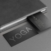 Minimale zwarte zilver Ingegraveerde tekst Yoga-in Visitekaartje