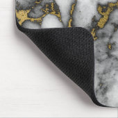 Minimale zwarte zwarte zwarte gouden witte marmer muismat (Hoek)