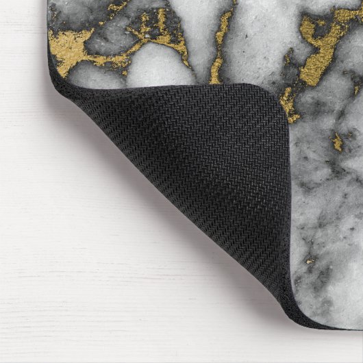 Minimale zwarte zwarte zwarte gouden witte marmer muismat (Hoek)