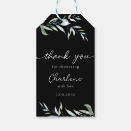 Minimales, Eucalyptus, Schwarz, Brautparty Cadeaulabel