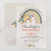 Minimali Pompas Grass Retro Rainbow Boho Birthday Kaart (Voorkant / Achterkant)