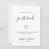 Minimalis bruiloft gastenboek teken, kaart (Voorkant)