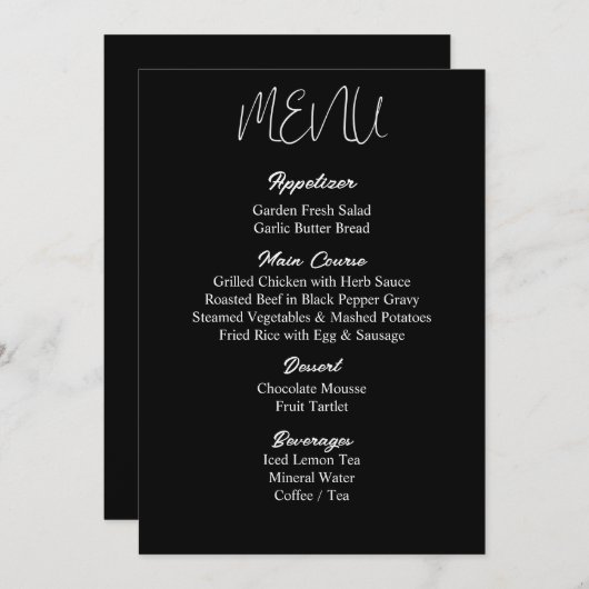 Minimalis Wedding Menu - Gedrukt (Voorkant / Achterkant)