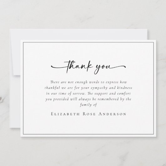 Minimalisalist Bereavement Funeral Bedankkaart (Voorkant)