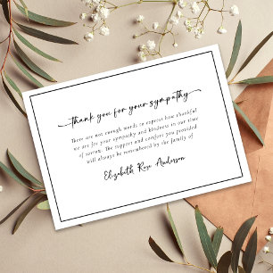 Minimalisalist Bereavement Funeral Bedankkaart