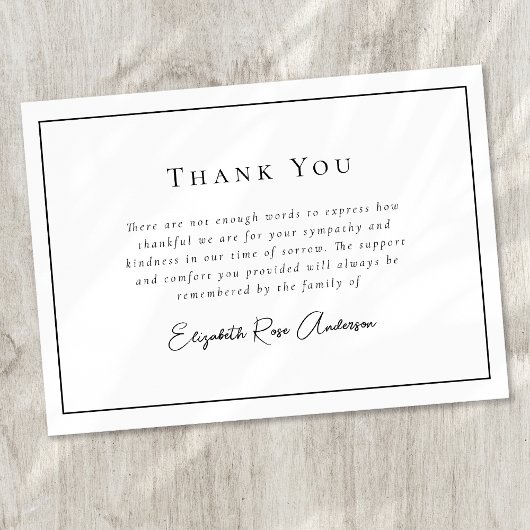 Minimalisalist Bereavement Funeral Bedankkaart