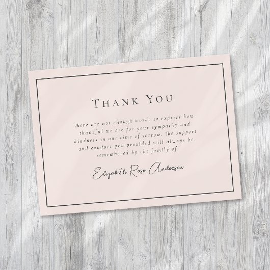 Minimalisalist Bereavement Funeral Bedankkaart