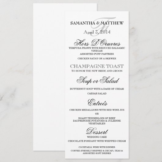 Minimalisatiemenu voor bruiloft in het binnenland kaart (Voorkant / Achterkant)