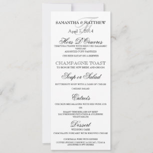 Minimalisatiemenu voor bruiloft in het binnenland kaart