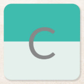 Minimalisator Blauwgroen Waterverf Monogram Kartonnen Onderzetters (Voorkant)