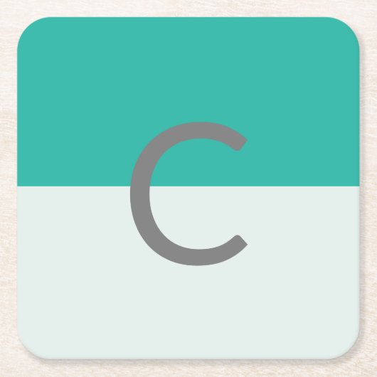 Minimalisator Blauwgroen Waterverf Monogram Kartonnen Onderzetters (Voorkant)