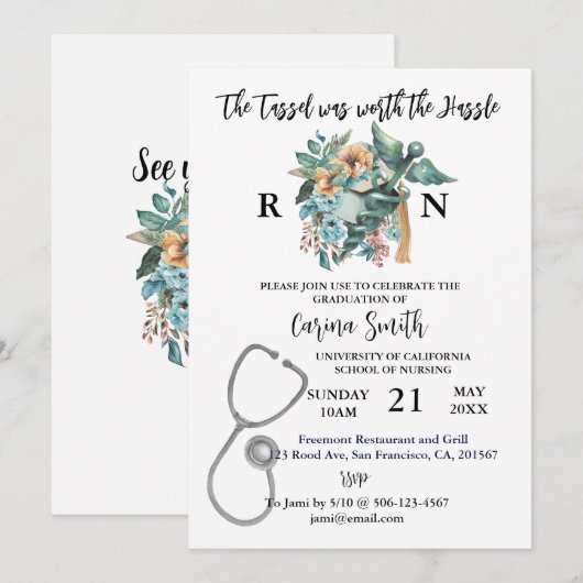 Minimalisator Boho Floral voor Afstuderen van verp Kaart (Voorkant / Achterkant)