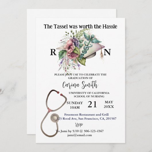 Minimalisator Boho Floral voor Afstuderen van verp Kaart (Voorkant / Achterkant)