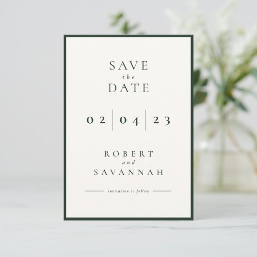 Minimalisator donkerschuine slachting De datum Kaa Save The Date (Staand voorkant)