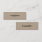 Minimalisator eenvoudige beige textuur mini visitekaartje (Voorkant / Achterkant)