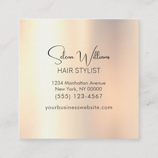 Minimalisator Elegant Brush Stroke Gold Champaign Vierkante Visitekaartje (Achterkant)