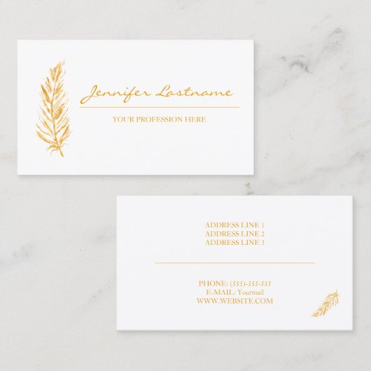 Minimalisator gele kleurendoether visitekaartje (Voorkant / Achterkant)