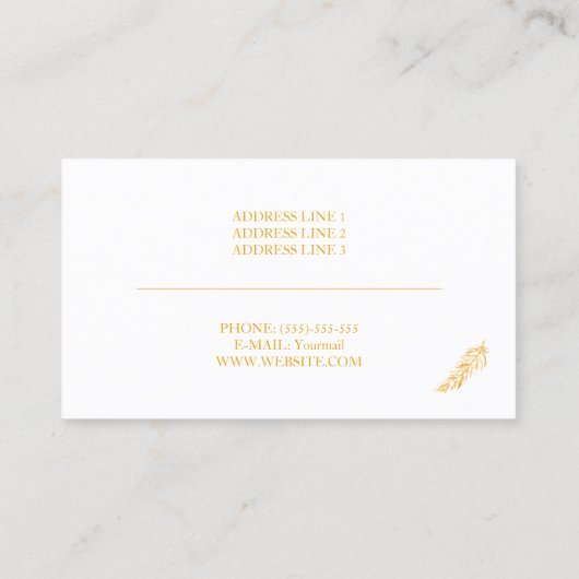 Minimalisator gele kleurendoether visitekaartje (Achterkant)