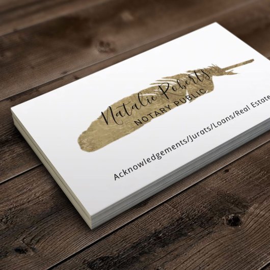 Minimalisator Gold Quill van de notaris Public Sig Visitekaartje