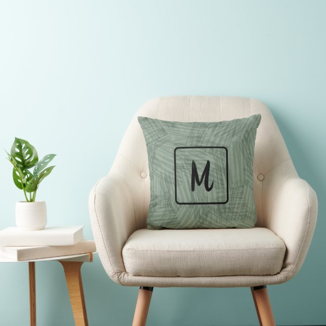 Minimalisator Initiaal Hunter Green Texture Monogr Kussen (Stoel)