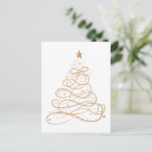 Minimalisator kerstboom met Gold Metallic Filigree Feestdagenkaart (Staand voorkant)