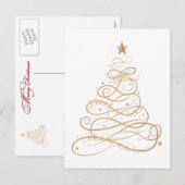 Minimalisator kerstboom met Gold Metallic Filigree Feestdagenkaart (Voorkant / Achterkant)