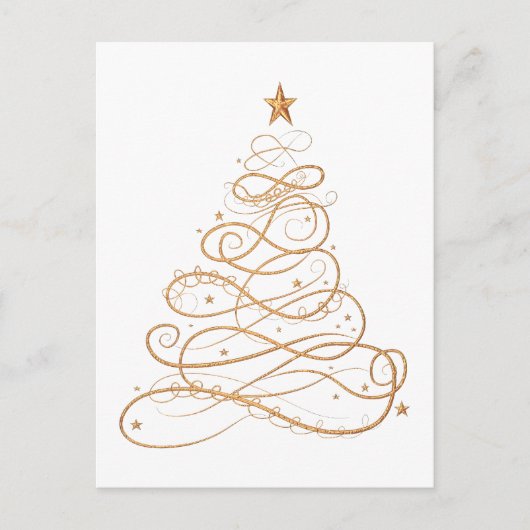 Minimalisator kerstboom met Gold Metallic Filigree Feestdagenkaart (Voorkant)
